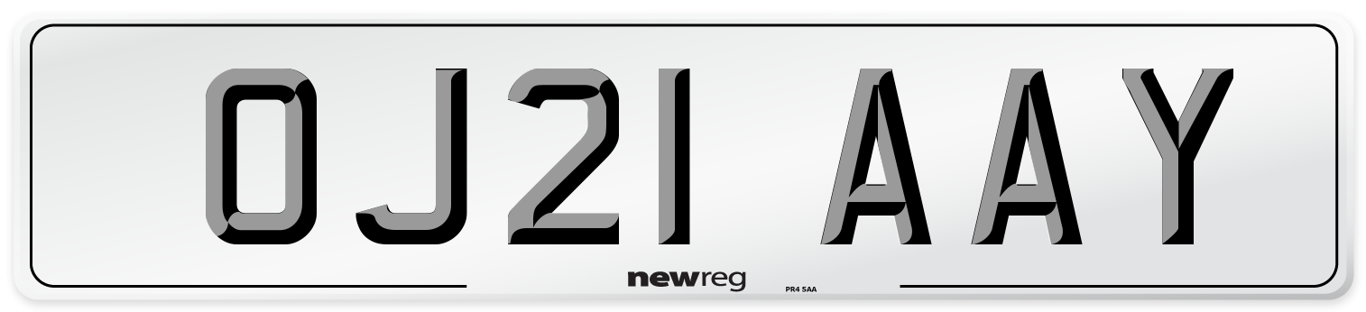 OJ21 AAY Number Plate from New Reg